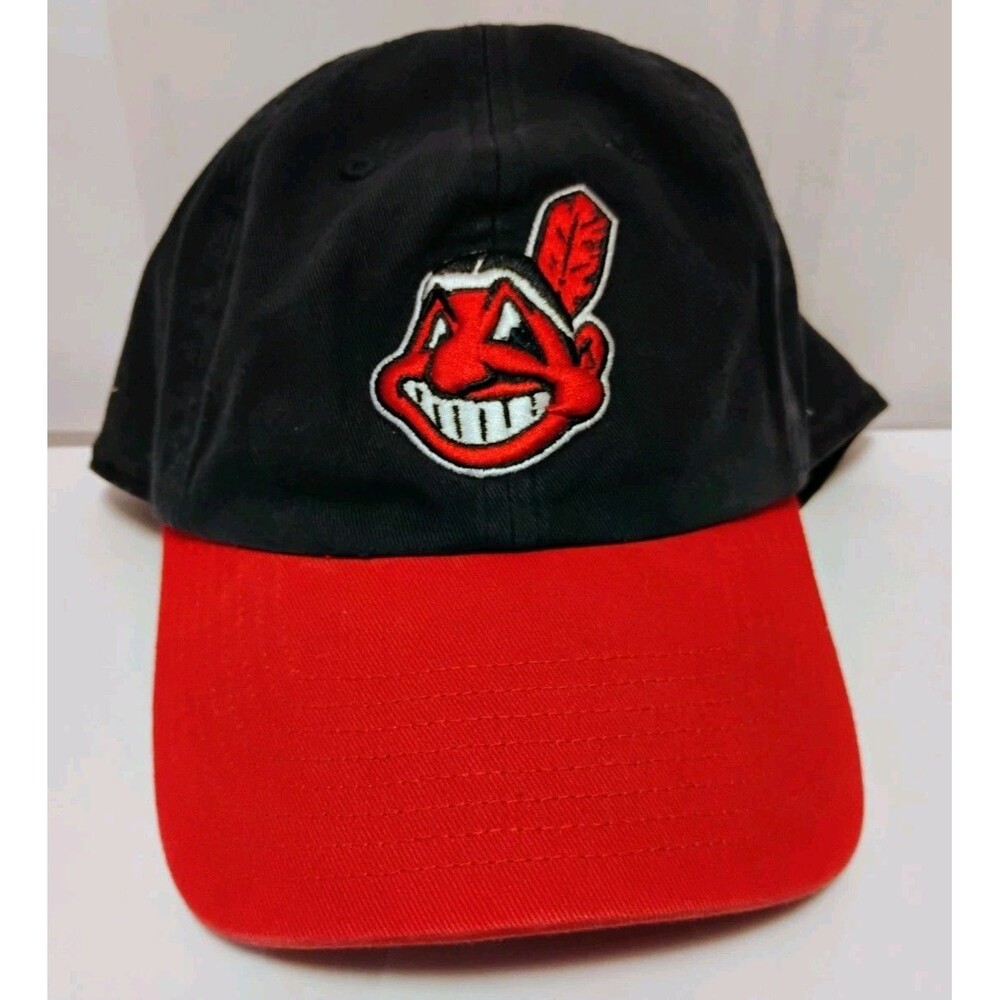 Vintage Cleveland Indians 47 Brand Clean Up Hat Chief Wahoo Adjustable Navy Red